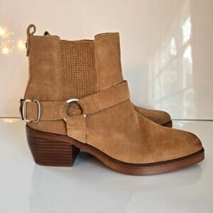 Sam Edelman Bellamie Bootie Women's 6.5 Brown Suede Buckle Strap Cowgirl Western